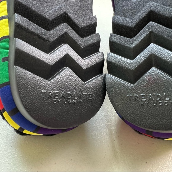 Ugg NWOB Logo Pride Maxi Slide Multicolor Rainbow Slip On SZ 7 Platform Sandals - Picture 12 of 13